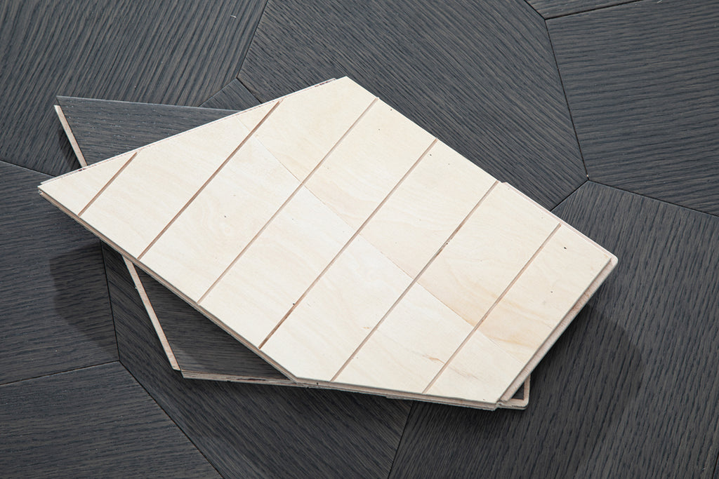 YXPX618 Charcoal Oak Irregular Polygon Mosaic Premium Parquet Flooring | Fragmented Jade Series
