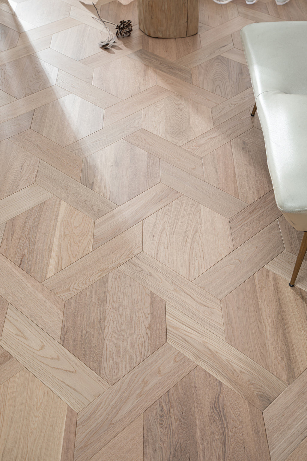 YXPX620   Natural Oak Woven Knot Pattern Oriental Modern Artistic Parquet Flooring | Chinese Knot Series