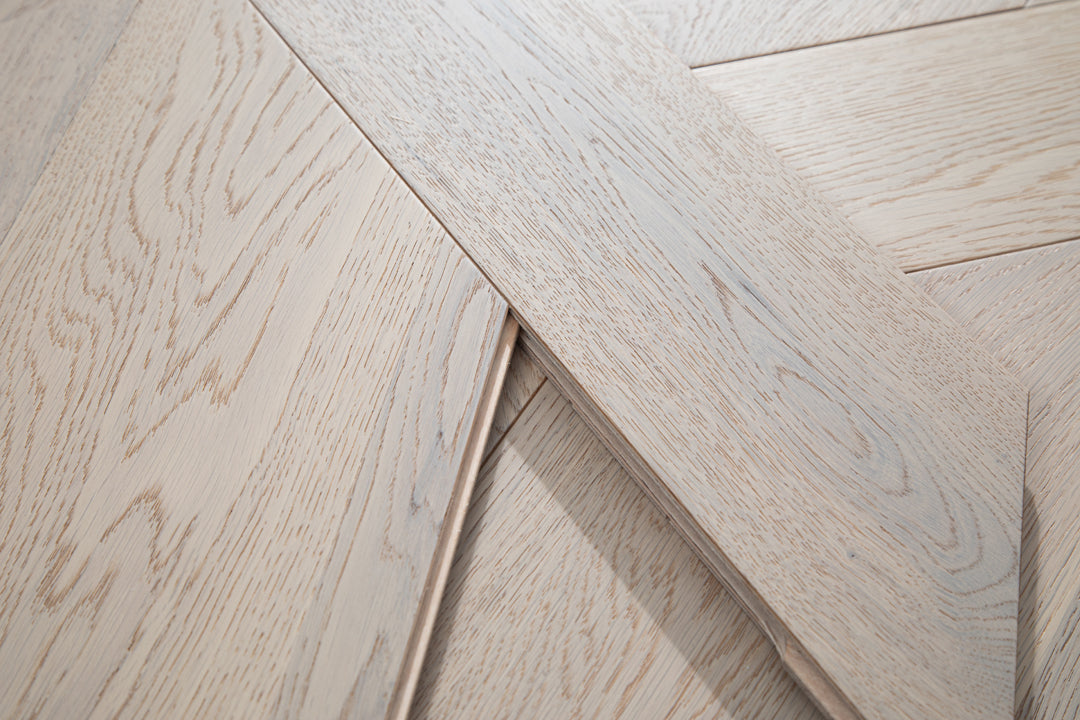YXPX621   Washed Grey Oak Woven Knot Pattern Minimalist Oriental Artistic Parquet Flooring | Chinese Knot Series