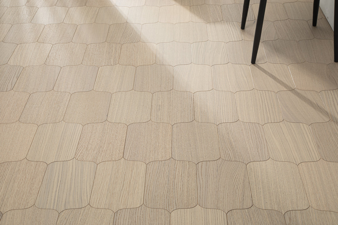 YXPX623 Creamy White Oak Cartouche Soft Timeless Parquet Flooring | Shield Series