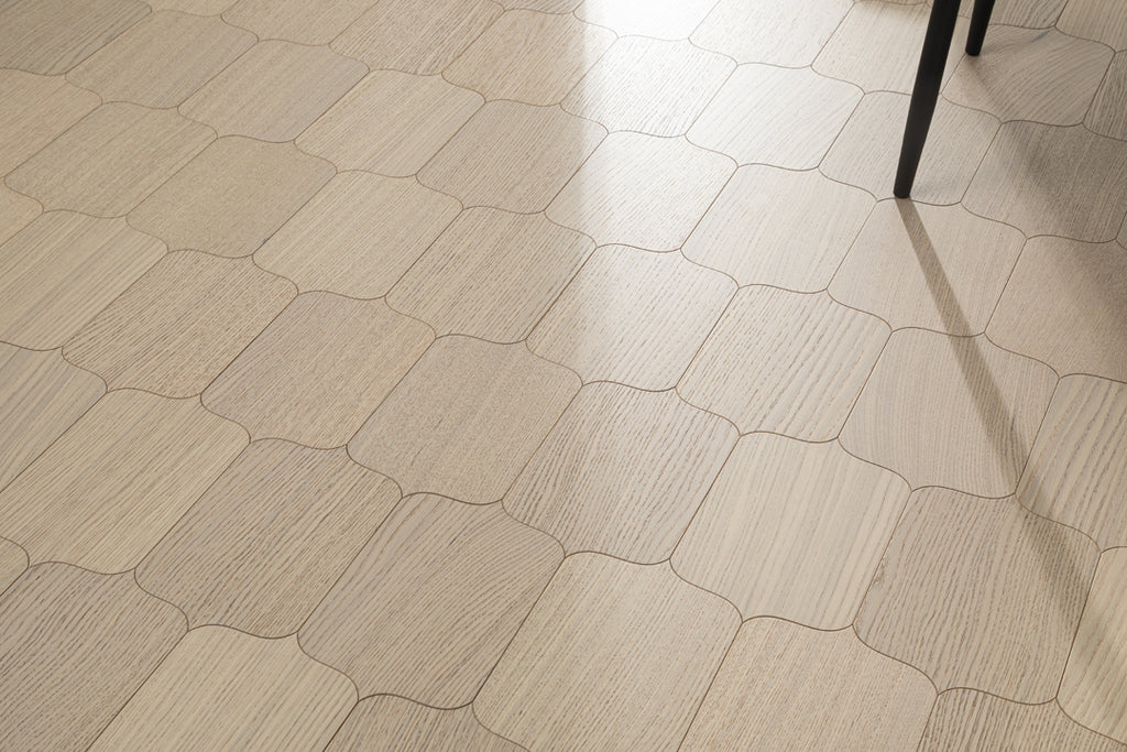 YXPX623 Creamy White Oak Cartouche Soft Timeless Parquet Flooring | Shield Series