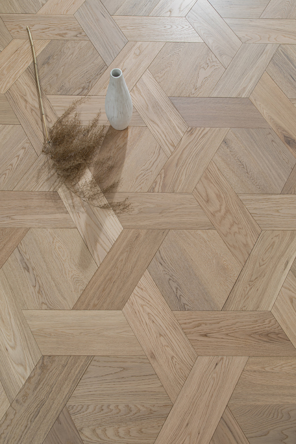 YXPX625 Light Oak Hexagonal Chevron Modern Geometric Parquet Flooring | Honeycomb Motif Series