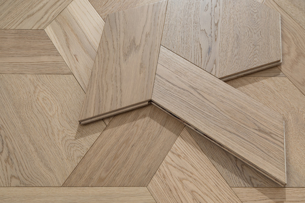 YXPX625 Light Oak Hexagonal Chevron Modern Geometric Parquet Flooring | Honeycomb Motif Series