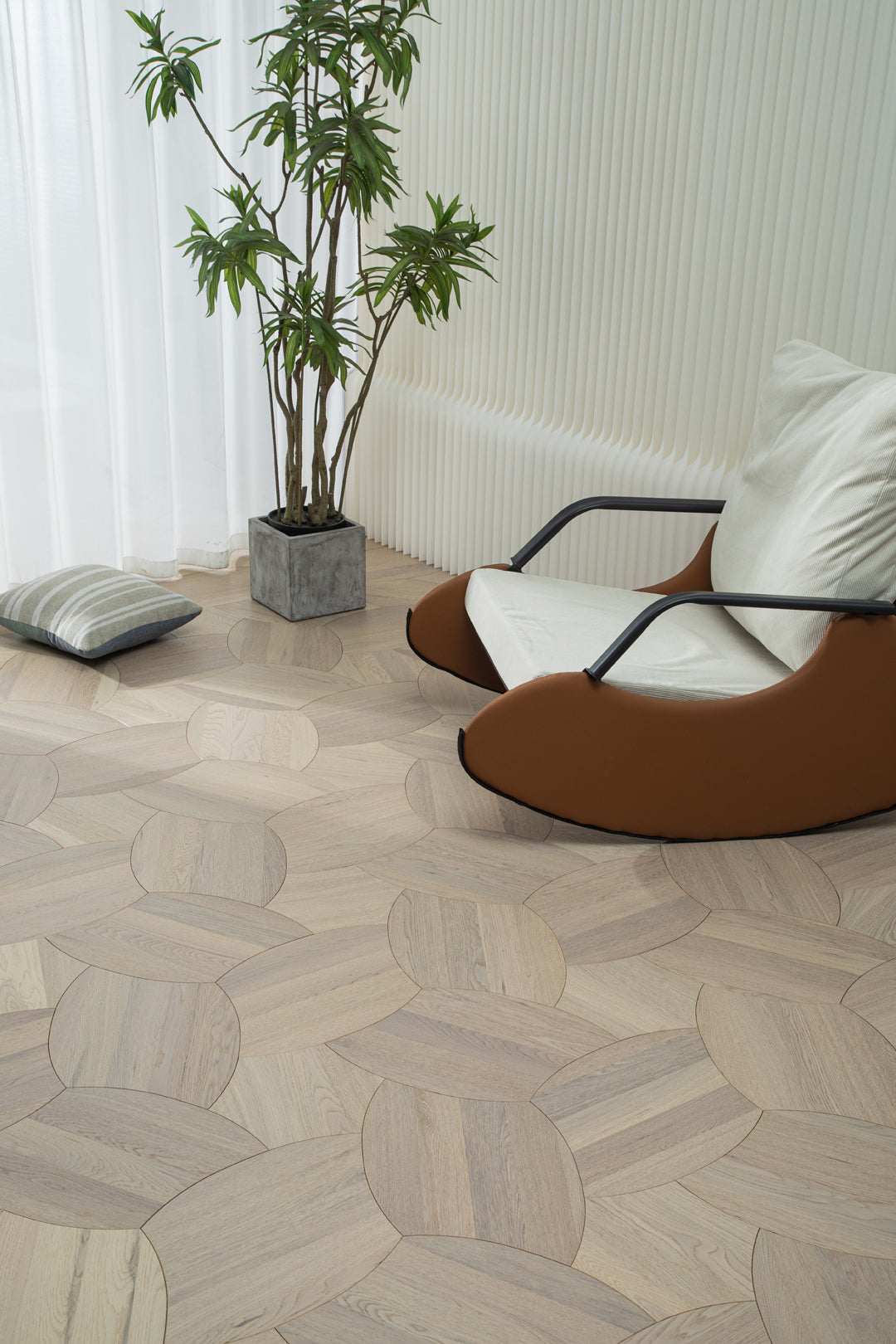 YXPX628 Oak Petal Marquetry Organic Floral Parquet Flooring | Lotus Flower Series