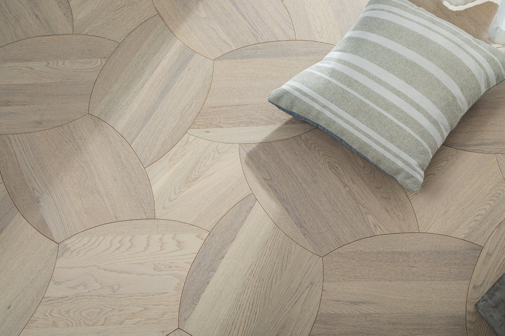 YXPX628 Oak Petal Marquetry Organic Floral Parquet Flooring | Lotus Flower Series