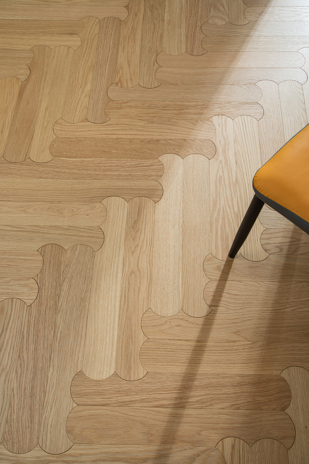YXPX629 Natural Oak Scalloped Edge Soft Romantic Parquet Flooring | Scalloped Herringbone Series