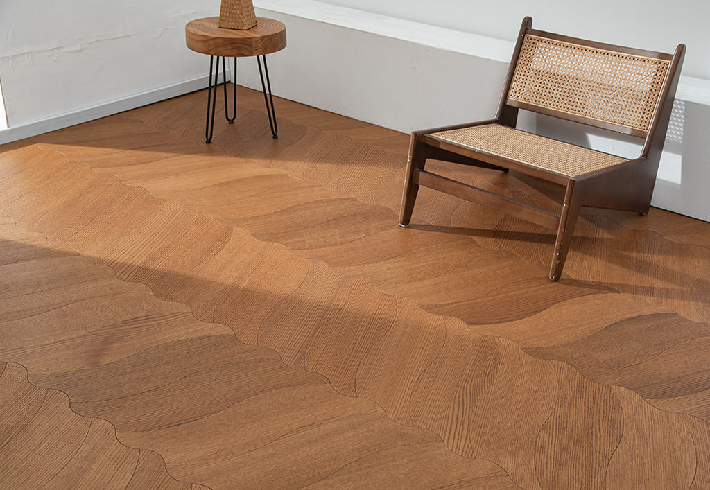 YXPX632  Smoked North American Oak Brushed Flowing Ripple Parquet Flooring | Wave Series