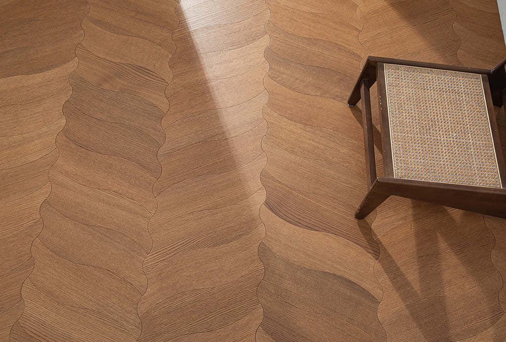 YXPX632  Smoked North American Oak Brushed Flowing Ripple Parquet Flooring | Wave Series