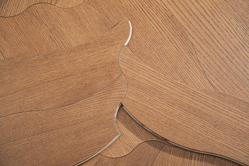 YXPX632  Smoked North American Oak Brushed Flowing Ripple Parquet Flooring | Wave Series