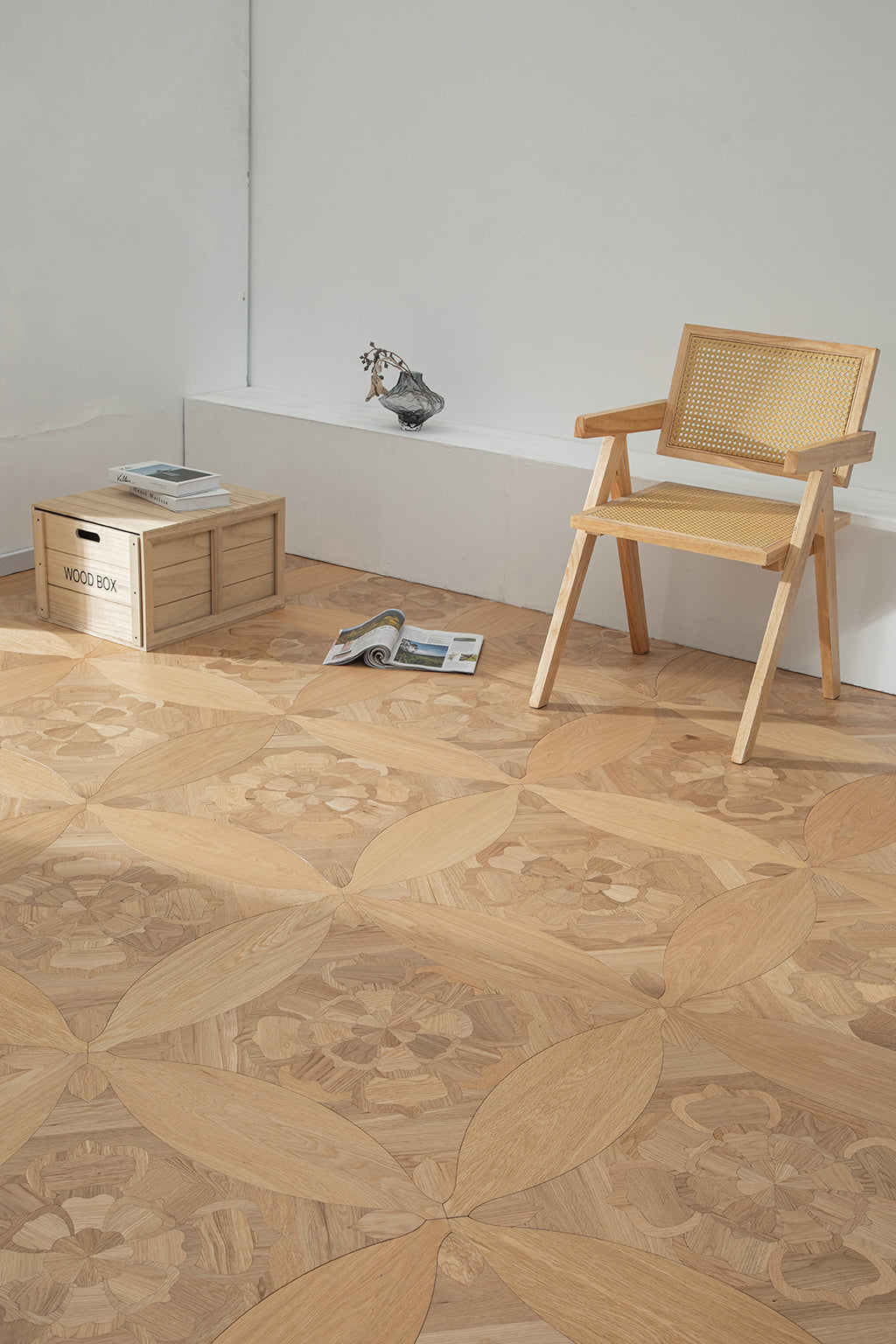 YXPX633 Oak Graceful Floral Leaf Marquetry Parquet Flooring | Princess Anne Series