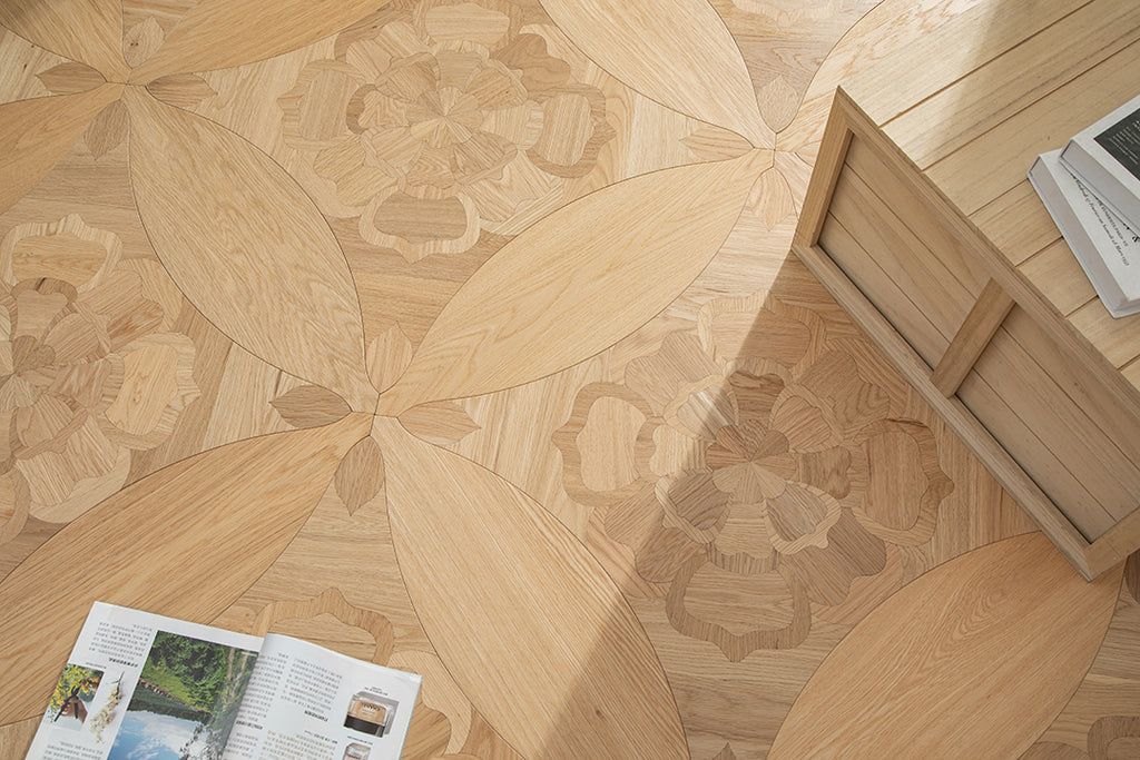 YXPX633 Oak Graceful Floral Leaf Marquetry Parquet Flooring | Princess Anne Series