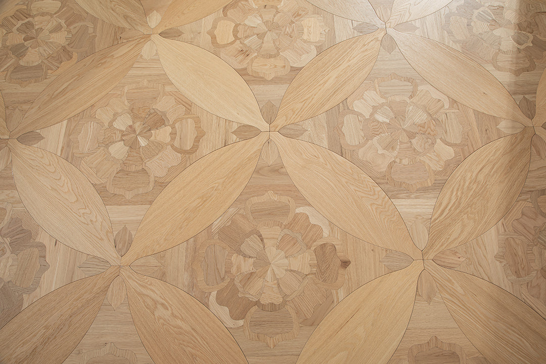 YXPX633 Oak Graceful Floral Leaf Marquetry Parquet Flooring | Princess Anne Series