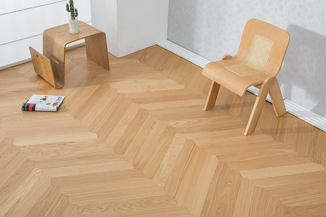 YXPX638 Natural Oak Wide Herringbone Flowing Ribbon-Like Parquet Flooring | Ribbon Series