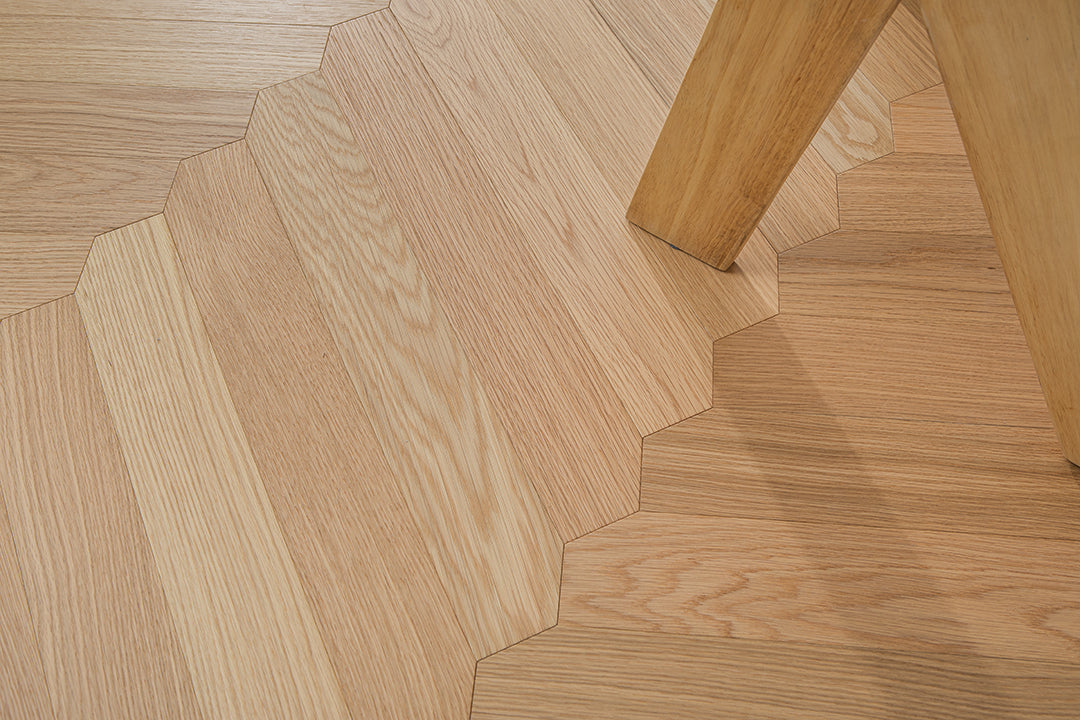 YXPX638 Natural Oak Wide Herringbone Flowing Ribbon-Like Parquet Flooring | Ribbon Series