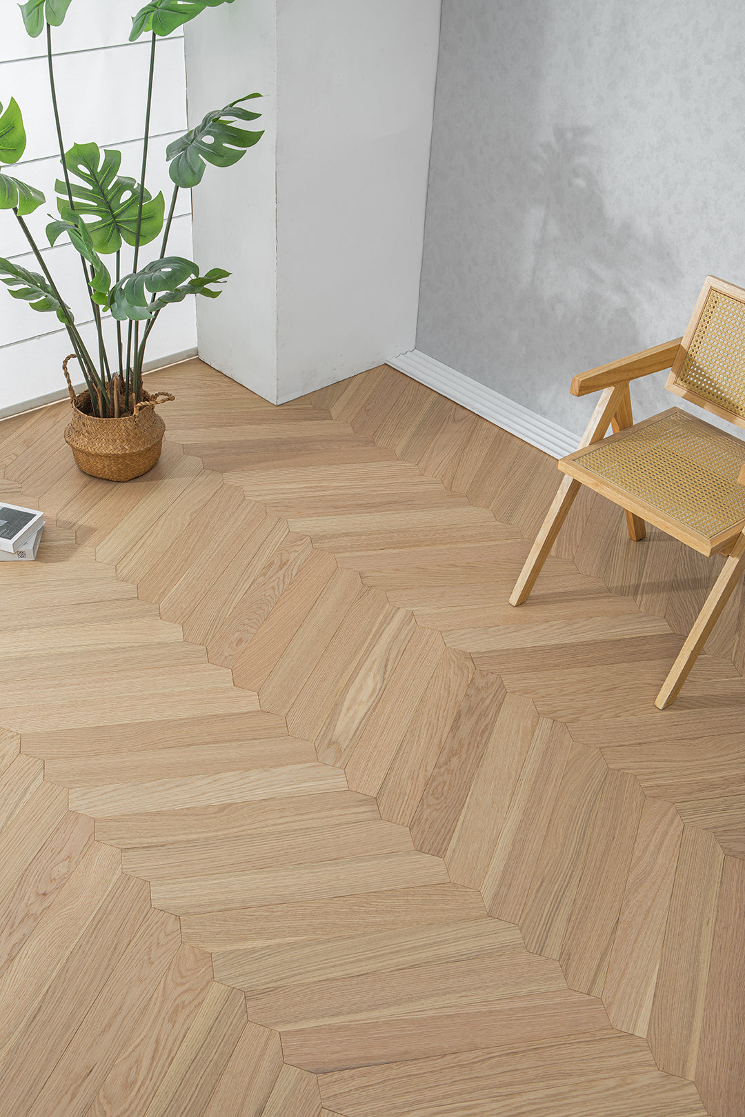 YXPX639 Natural Oak Wide Herringbone Flowing Ribbon-Like Parquet Flooring | Ribbon Series