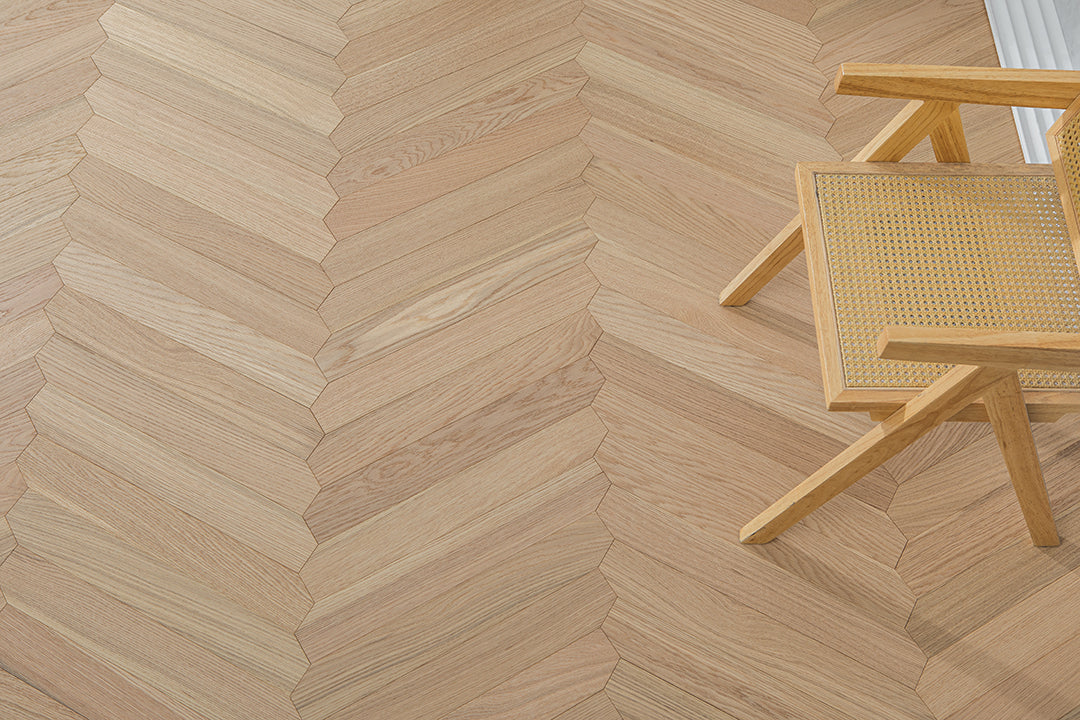 YXPX639 Natural Oak Wide Herringbone Flowing Ribbon-Like Parquet Flooring | Ribbon Series