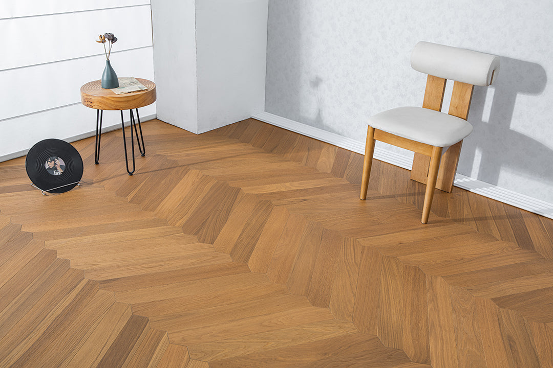 YXPX651 Warm Toasted Oak Wide Herringbone Flowing Timeless Parquet Flooring | Ribbon Series