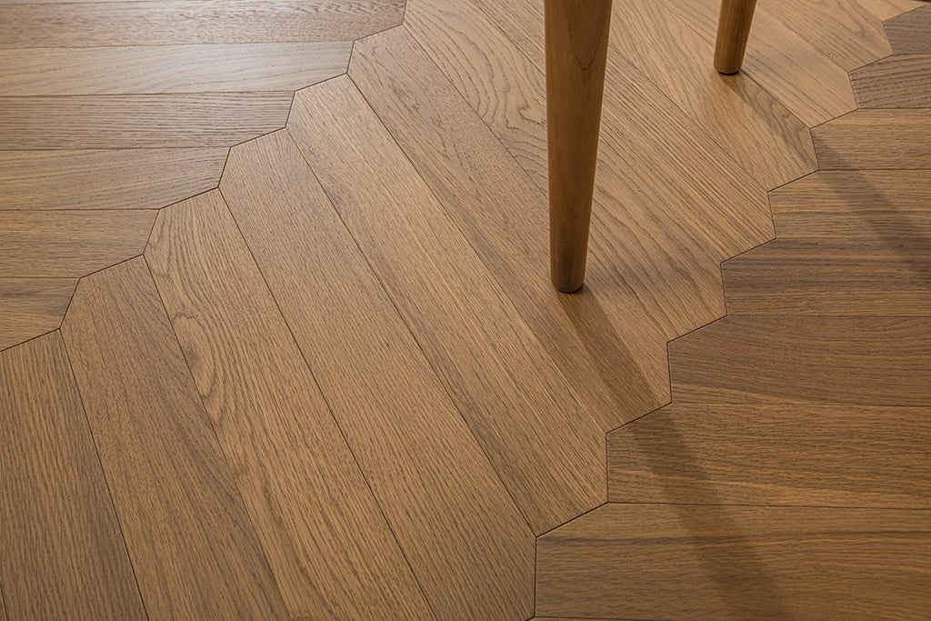 YXPX651 Warm Toasted Oak Wide Herringbone Flowing Timeless Parquet Flooring | Ribbon Series