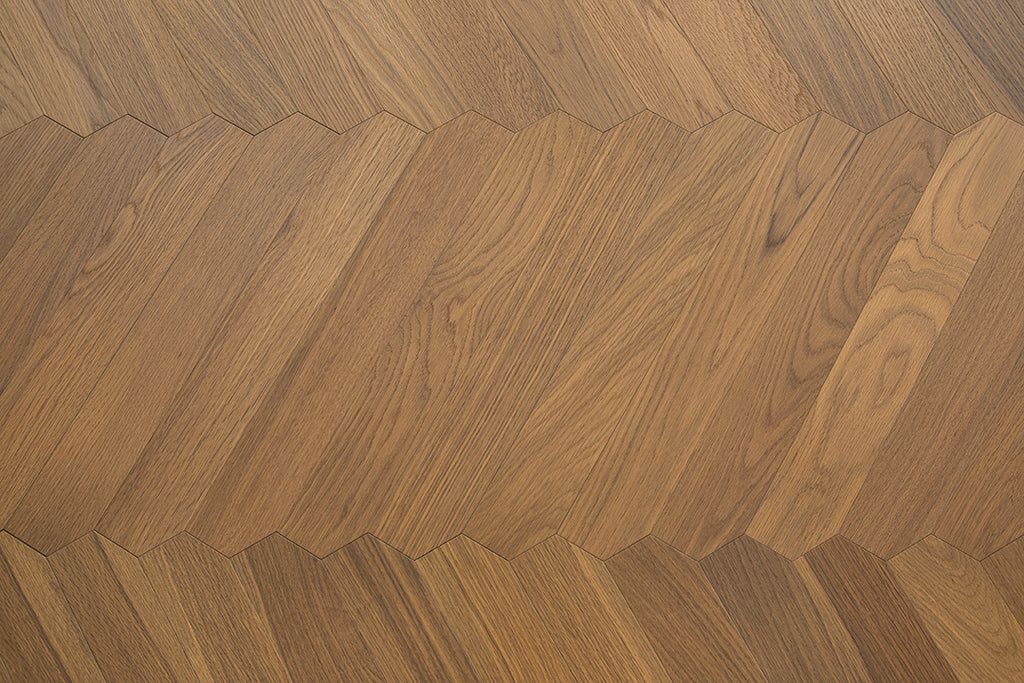 YXPX651 Warm Toasted Oak Wide Herringbone Flowing Timeless Parquet Flooring | Ribbon Series