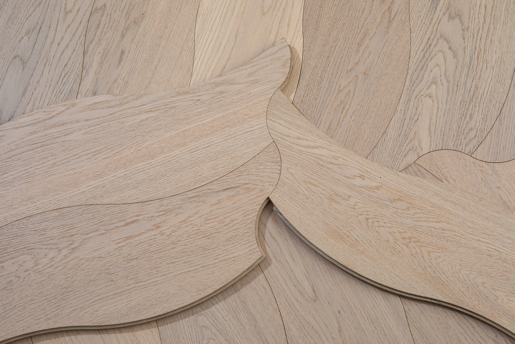 YXPX653  Pale Natural Oak Organic Ripple Parquet Flooring | Wave Series