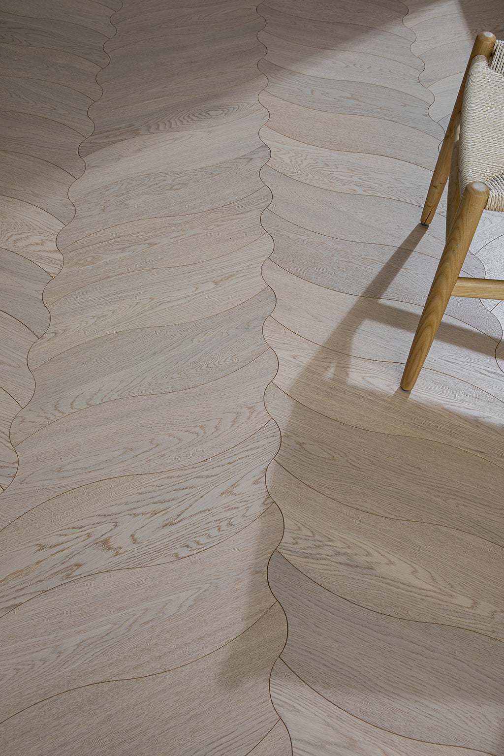 YXPX655  Pale Greige Oak Undulating Ripple Organic Parquet Flooring | Wave Series