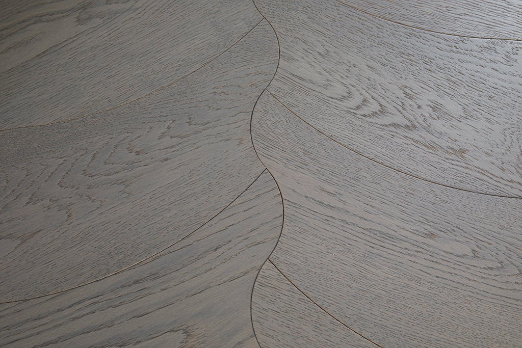 YXPX656  Brushed Grey Oak Undulating Ripple Contemporary Parquet Flooring | Wave Series