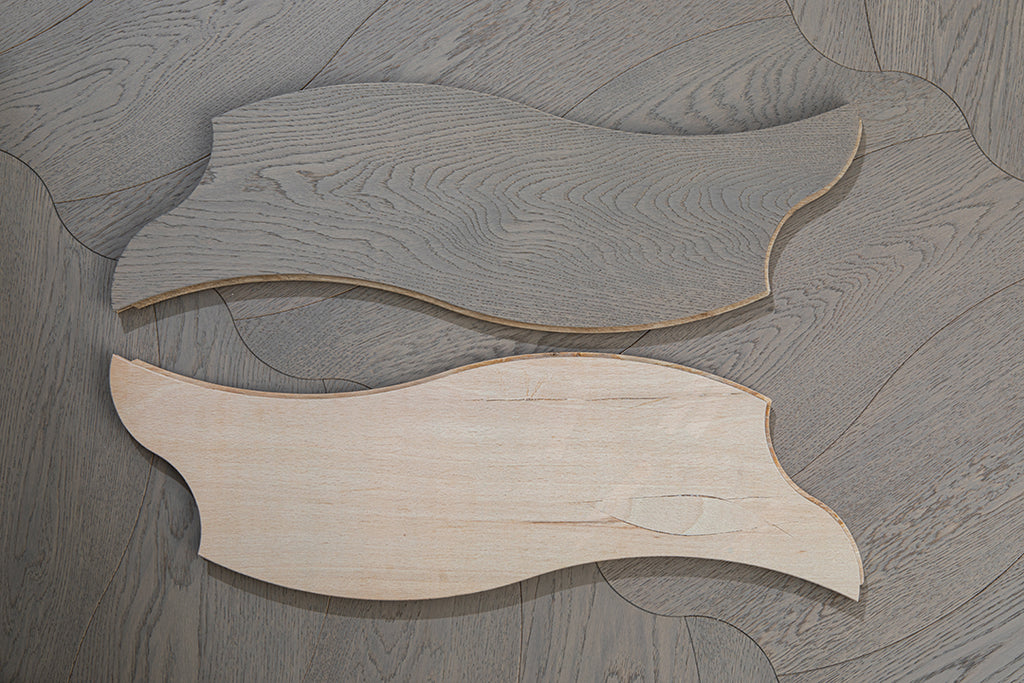 YXPX656  Brushed Grey Oak Undulating Ripple Contemporary Parquet Flooring | Wave Series
