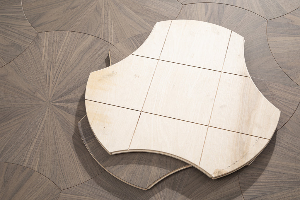 YXPH102 Black Walnut Radial Sunburst Parquet Flooring | Lotus Leaf Series