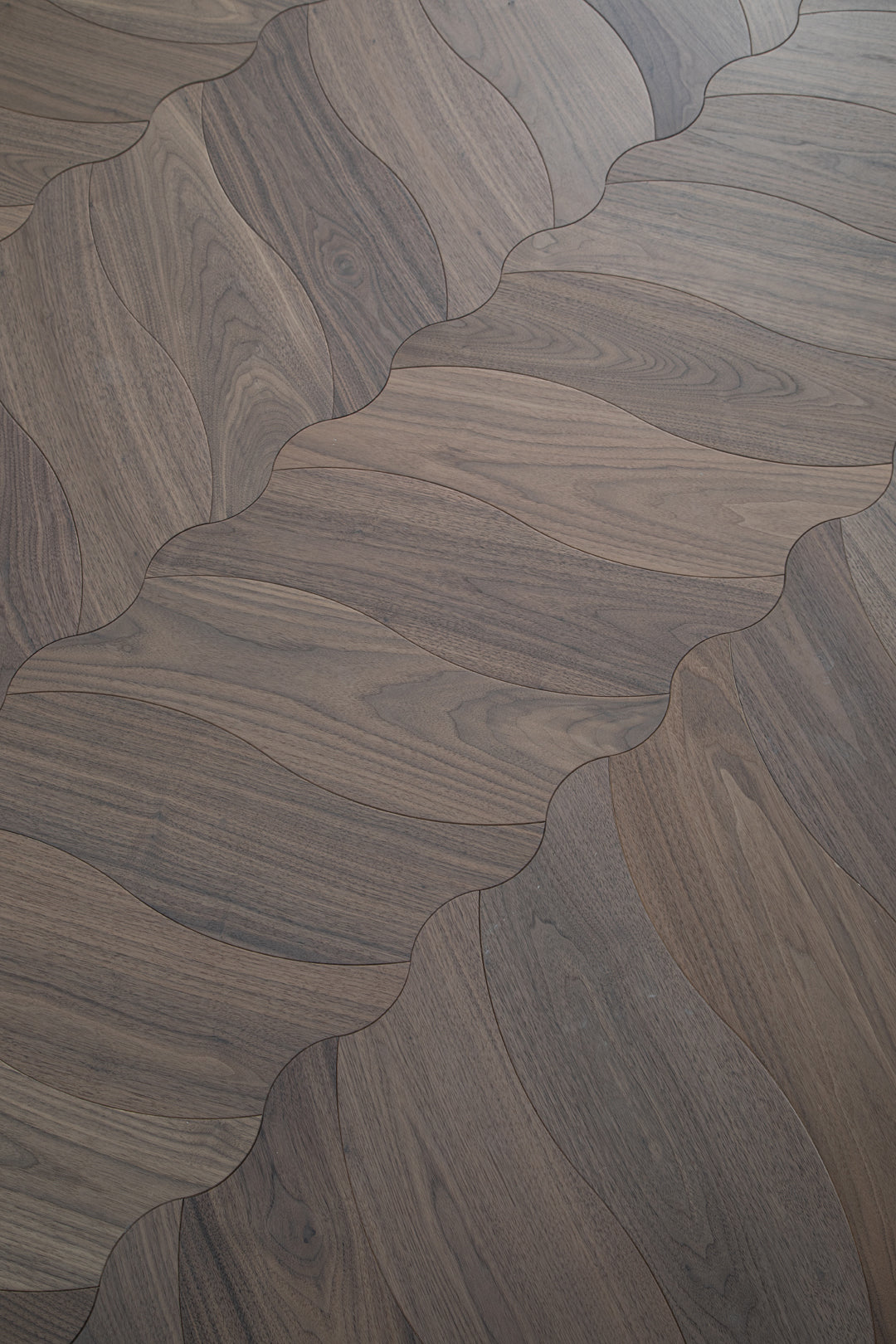 YXPH105 Black Walnut Flowing Ripple Parquet Flooring | Wave Series