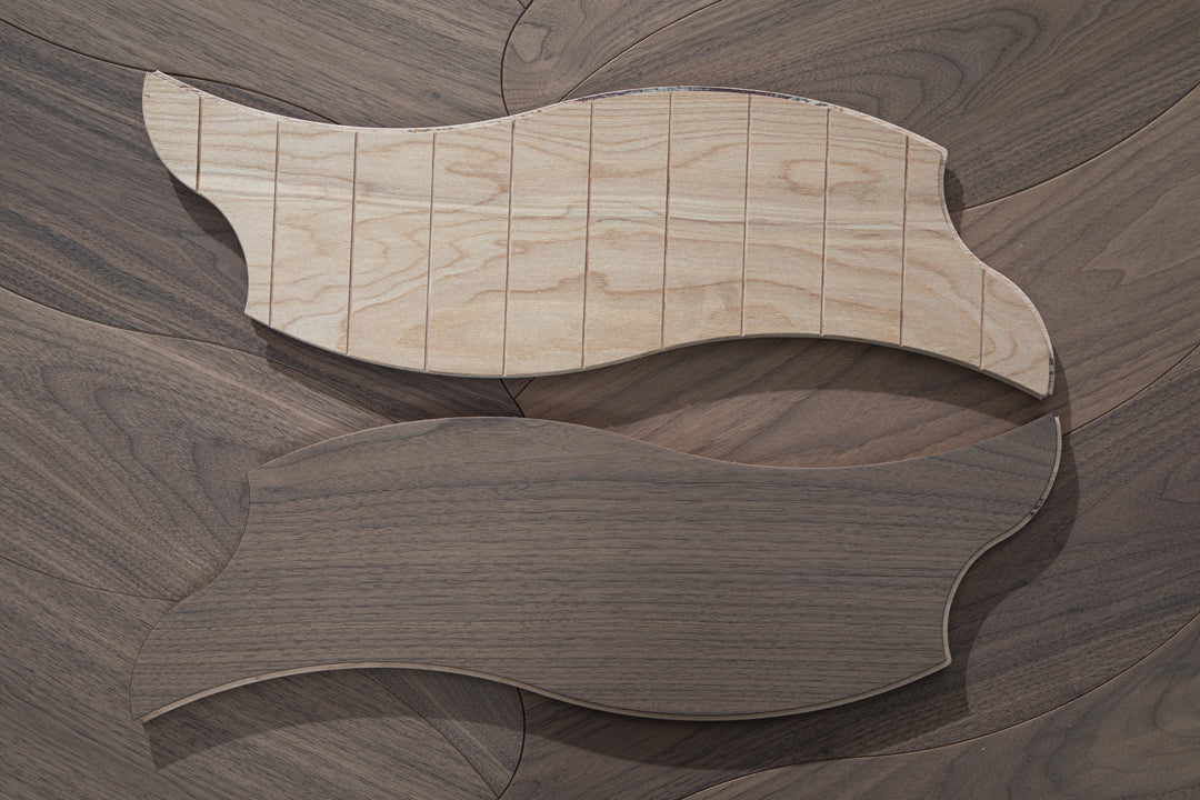 YXPH105 Black Walnut Flowing Ripple Parquet Flooring | Wave Series