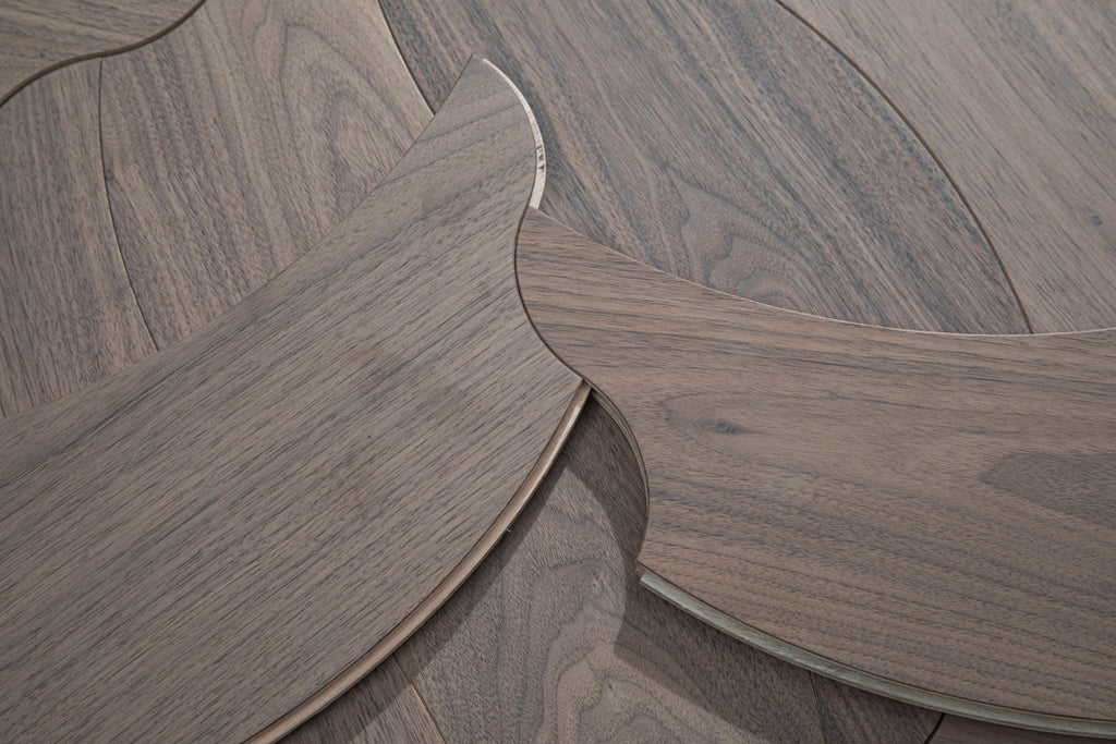 YXPH105 Black Walnut Flowing Ripple Parquet Flooring | Wave Series