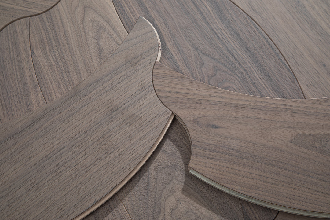 YXPH105 Black Walnut Flowing Ripple Parquet Flooring | Wave Series