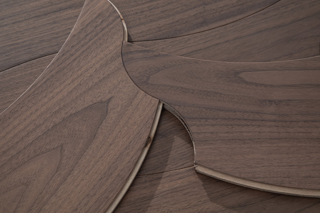 YXPH107 Black Walnut Flowing Ripple Parquet Flooring | Wave Series