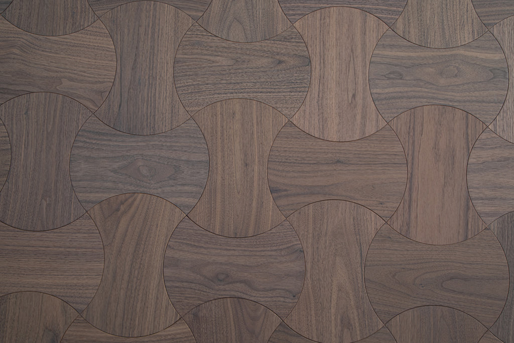 YXPH111 Black Walnut Cinched Curved Modular Parquet Flooring | Wasp Waist Series