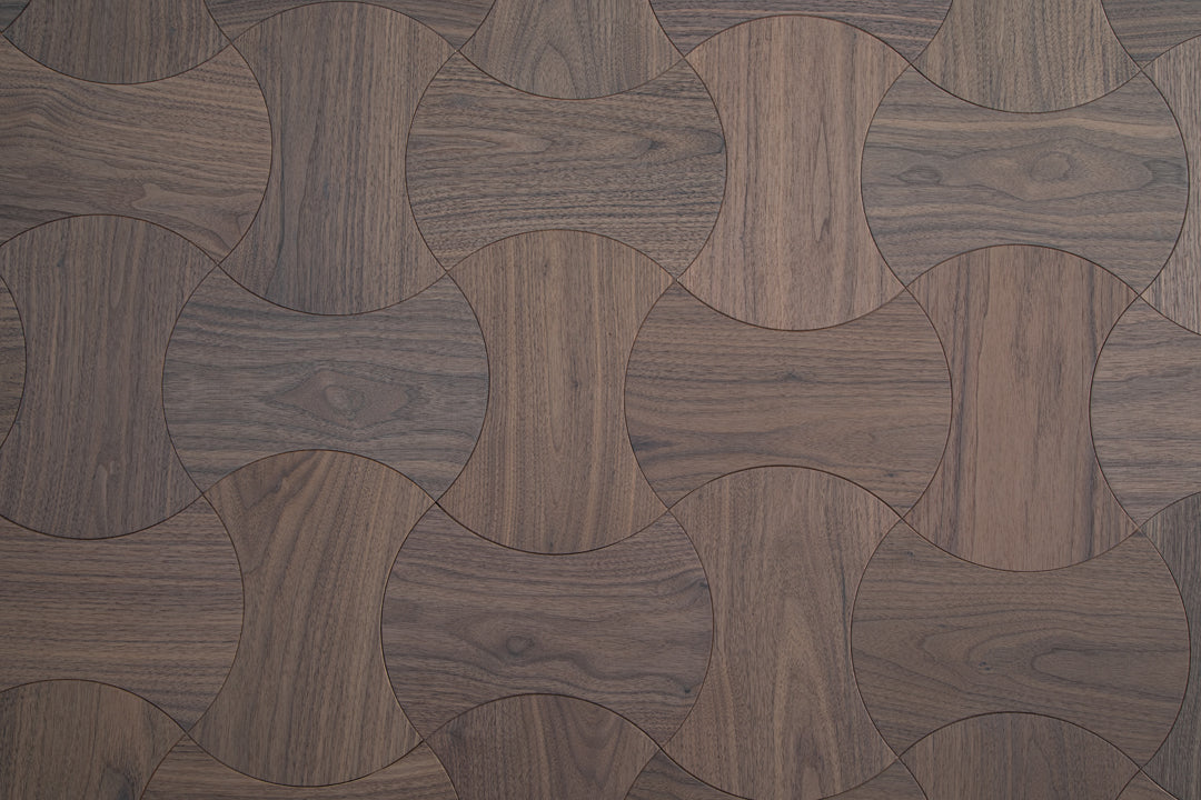 YXPH111 Black Walnut Cinched Curved Modular Parquet Flooring | Wasp Waist Series