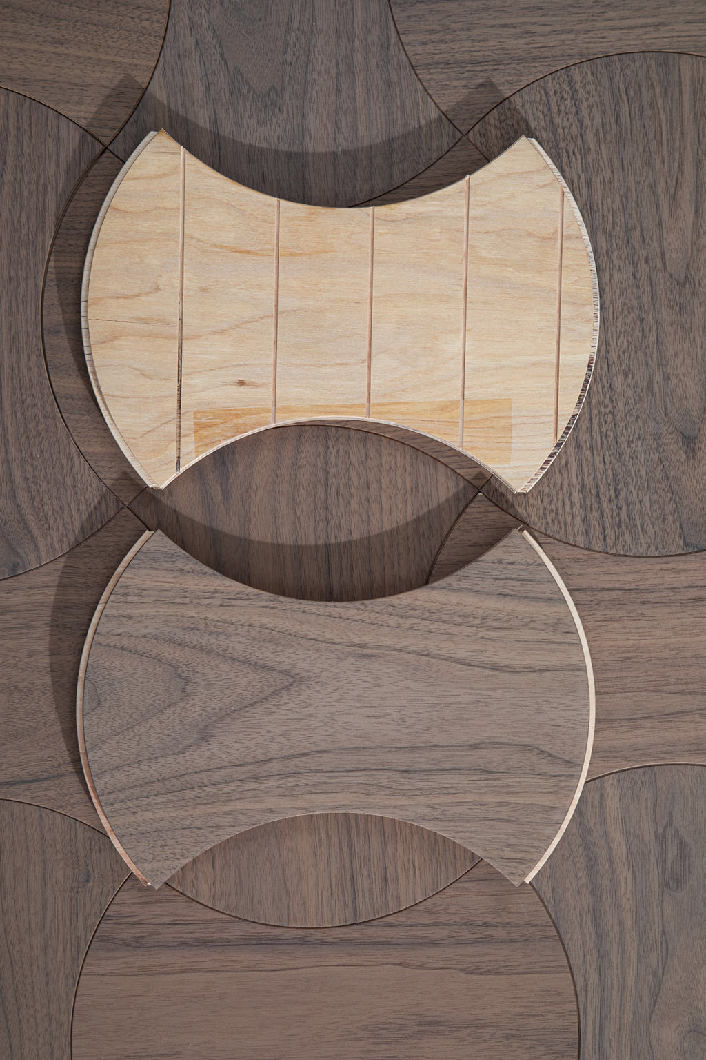 YXPH111 Black Walnut Cinched Curved Modular Parquet Flooring | Wasp Waist Series