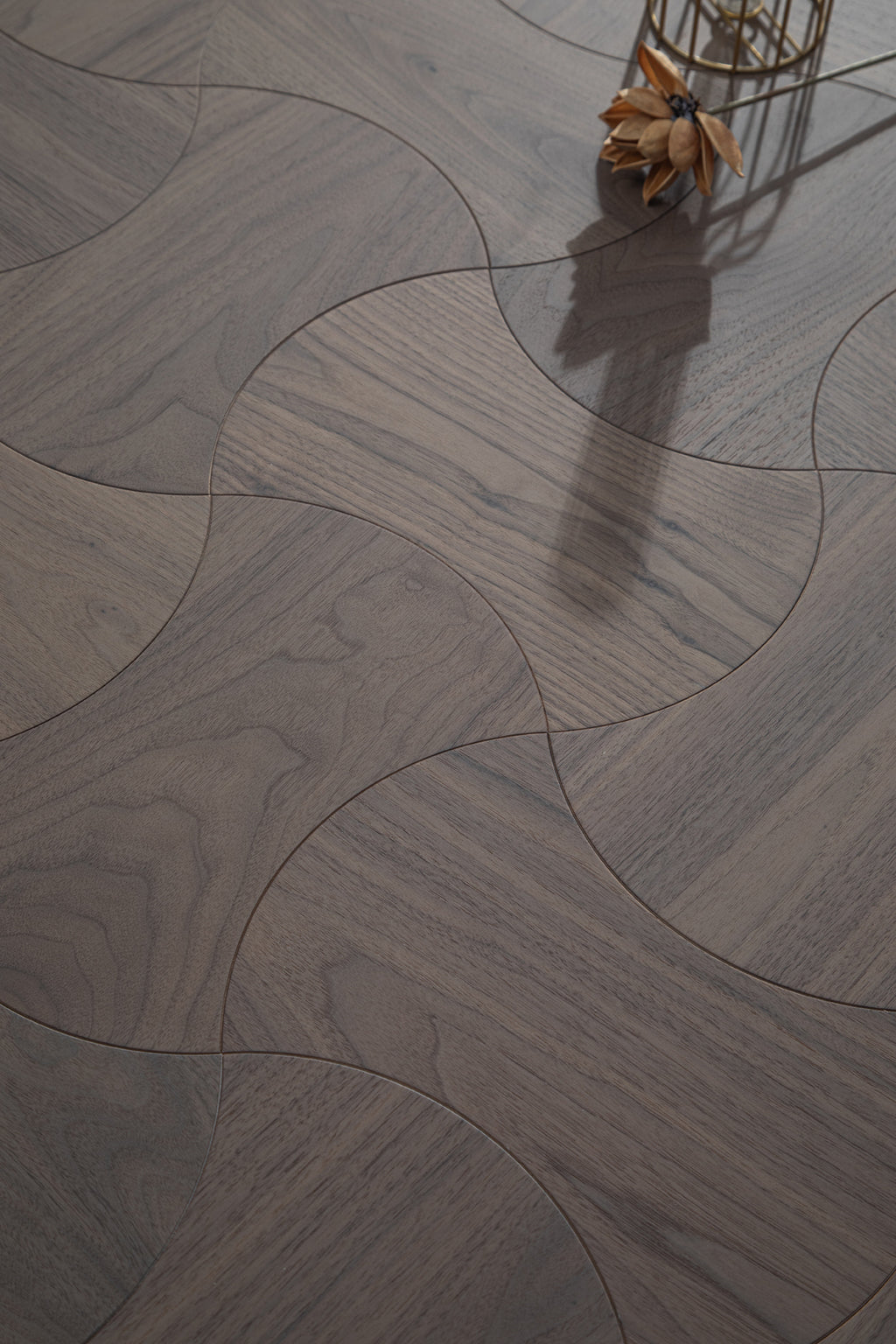 YXPH112 Black Walnut Cinched Curved Modular Parquet Flooring | Wasp Waist Series