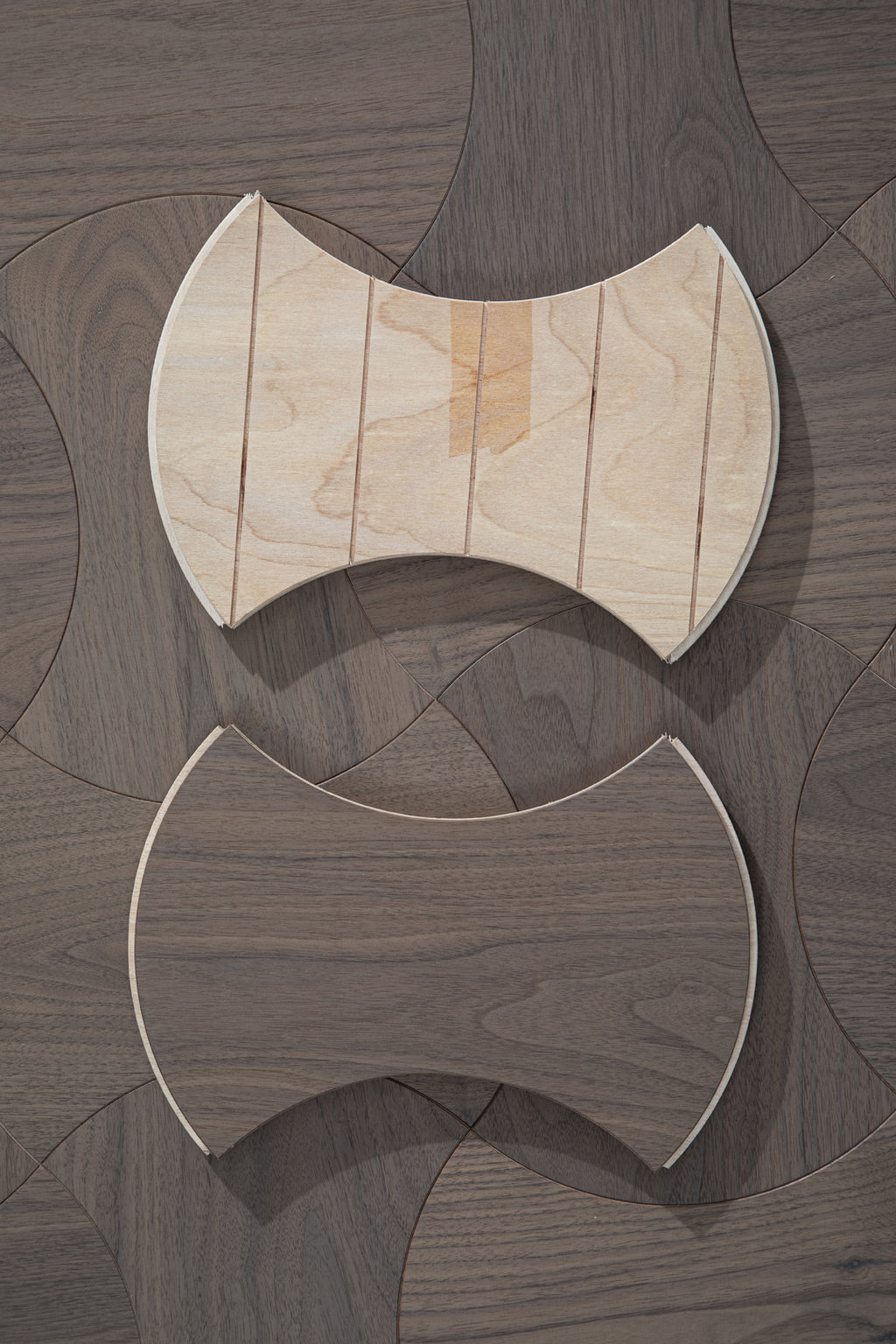 YXPH112 Black Walnut Cinched Curved Modular Parquet Flooring | Wasp Waist Series