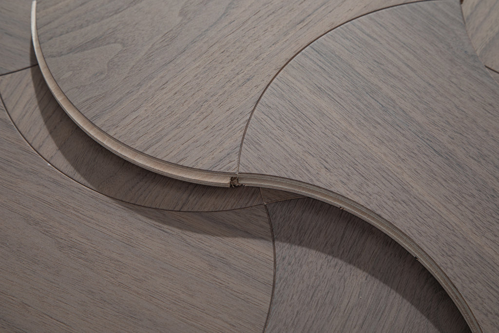 YXPH112 Black Walnut Cinched Curved Modular Parquet Flooring | Wasp Waist Series