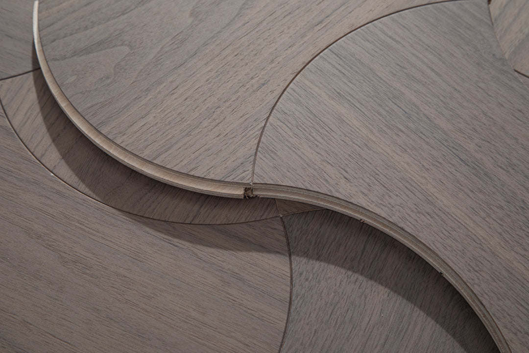 YXPH112 Black Walnut Cinched Curved Modular Parquet Flooring | Wasp Waist Series