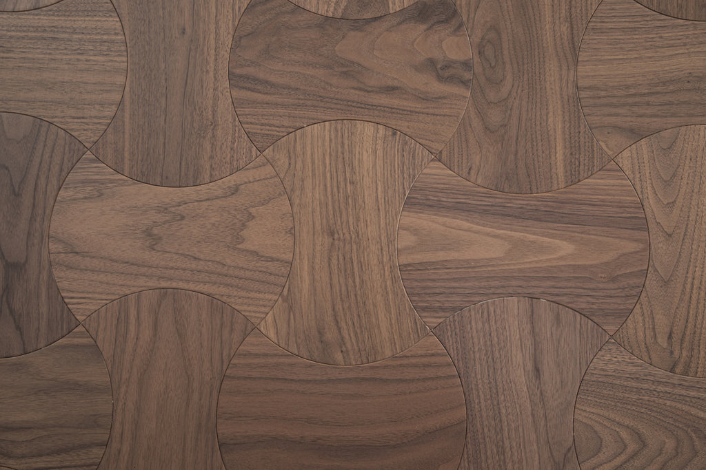 YXPH113 Black Walnut Cinched Curved Modular Parquet Flooring | Wasp Waist Series