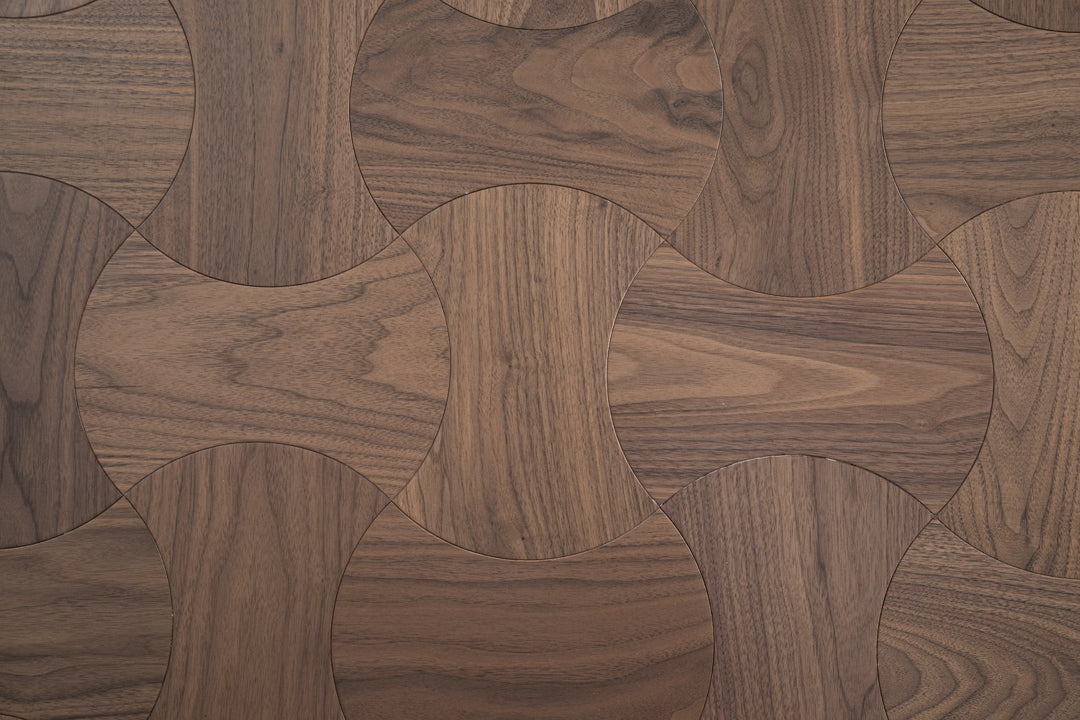 YXPH113 Black Walnut Cinched Curved Modular Parquet Flooring | Wasp Waist Series