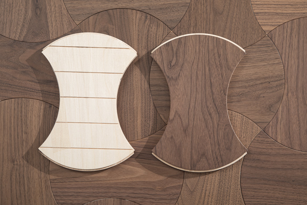 YXPH113 Black Walnut Cinched Curved Modular Parquet Flooring | Wasp Waist Series