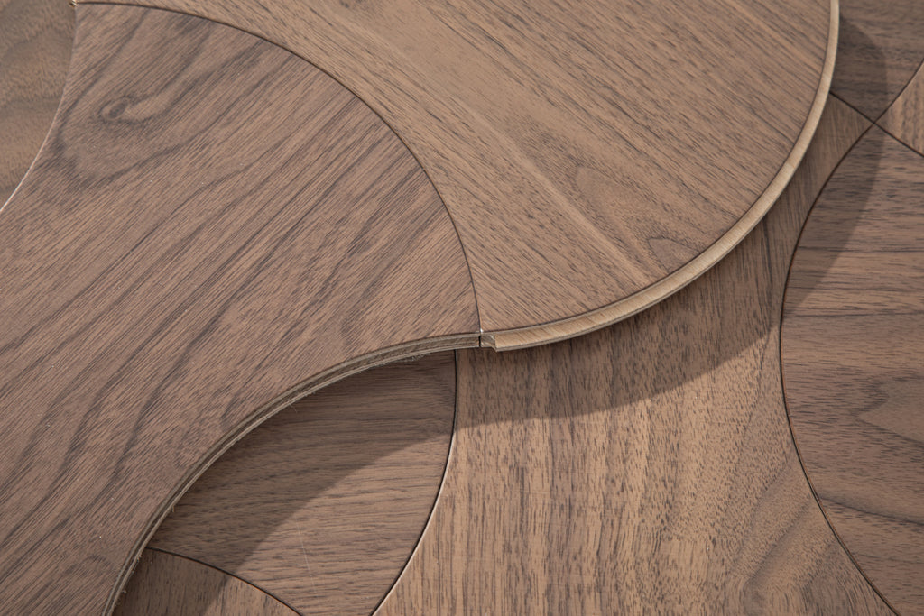 YXPH113 Black Walnut Cinched Curved Modular Parquet Flooring | Wasp Waist Series