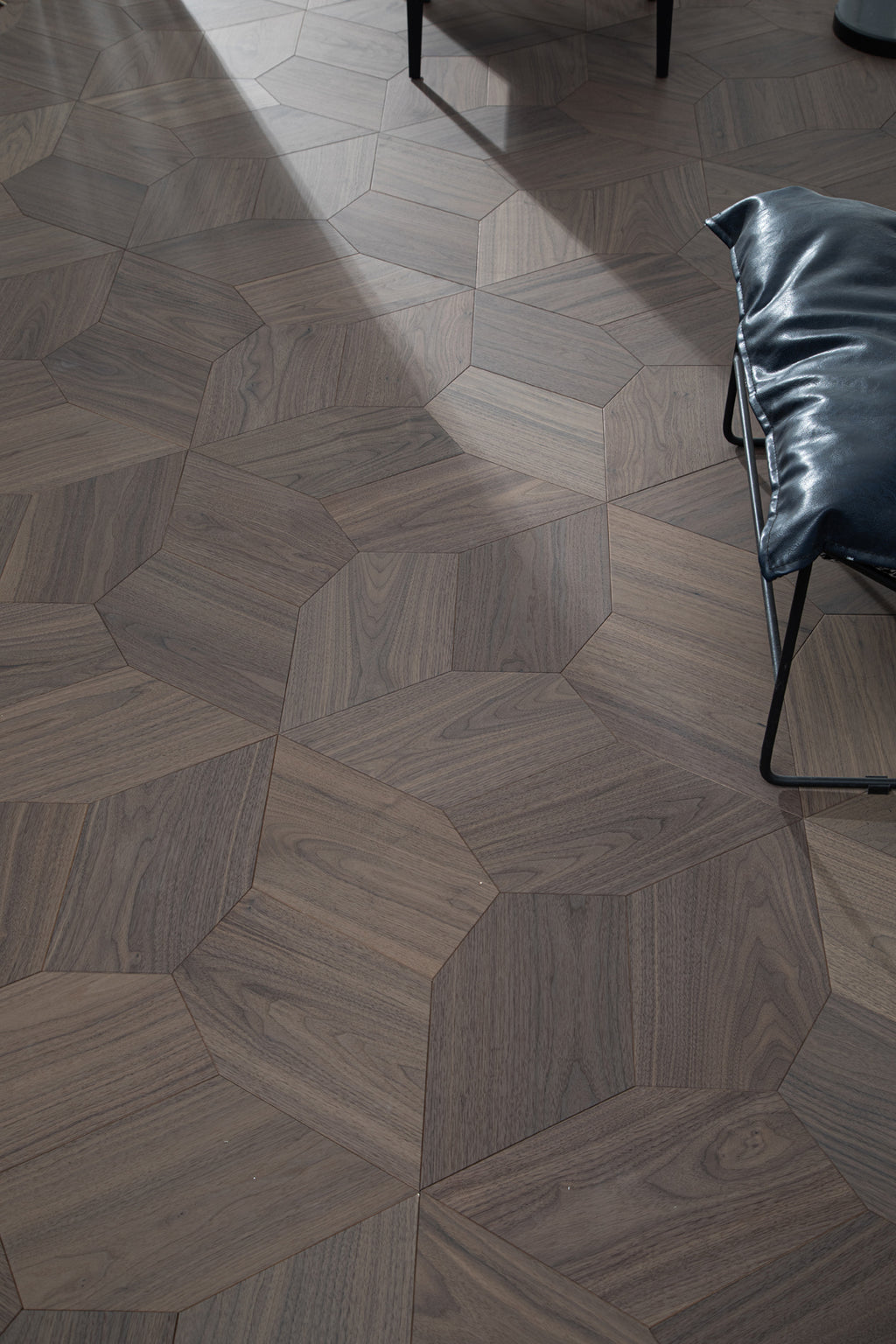 YXPH117 Black Walnut Asymmetric Polygon Parquet Flooring | Fragmented Jade Series