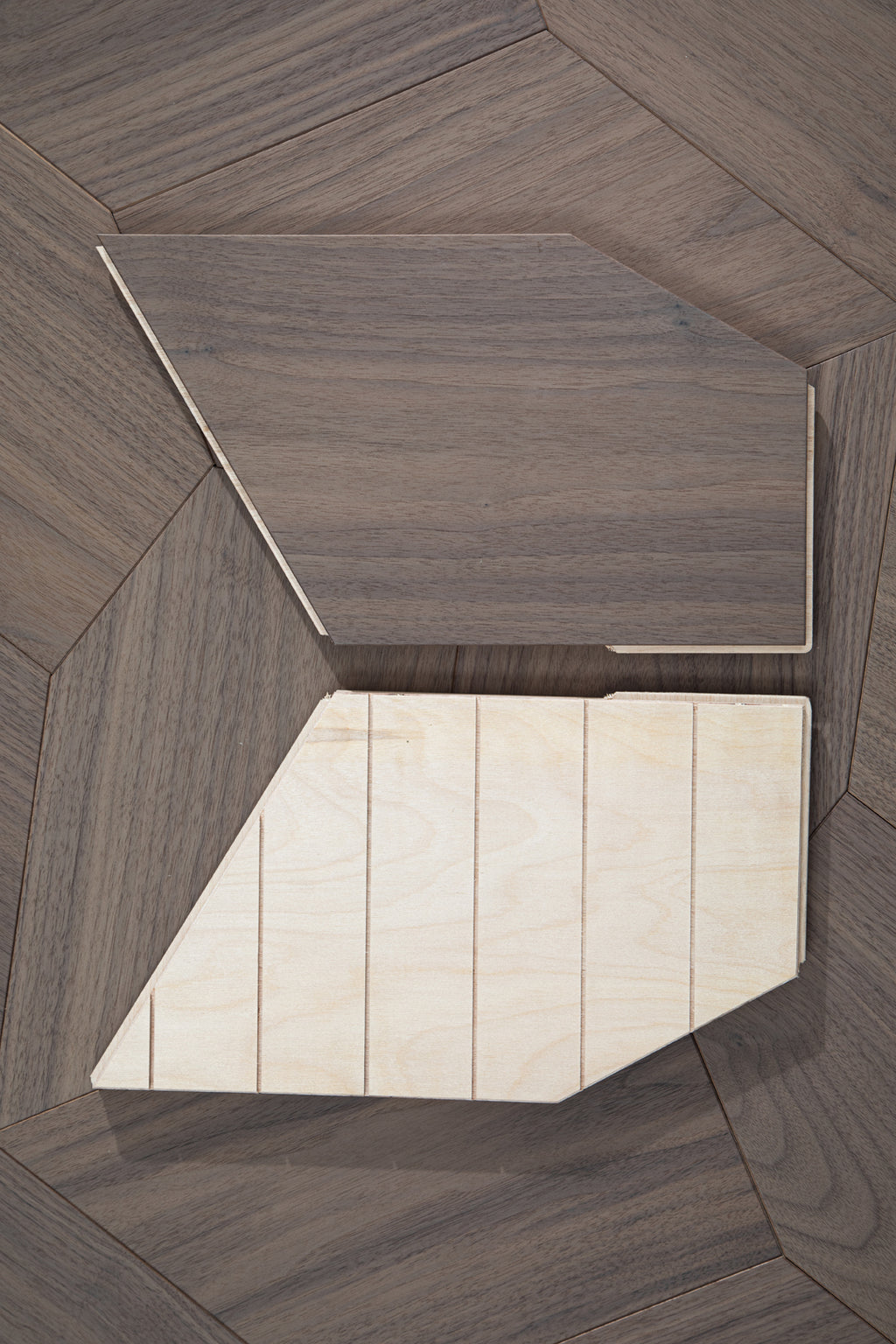 YXPH117 Black Walnut Asymmetric Polygon Parquet Flooring | Fragmented Jade Series
