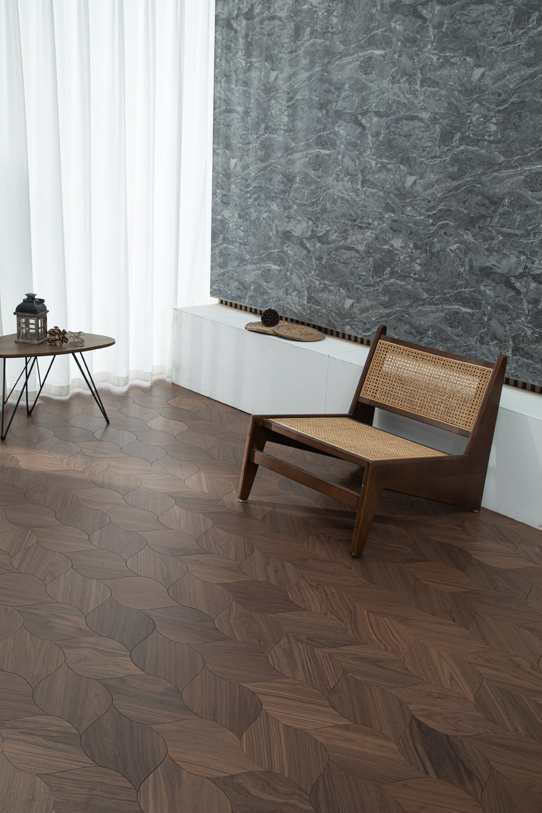YXPH119  Black Walnut Braided Curved Parquet Flooring | Braid Motif Series