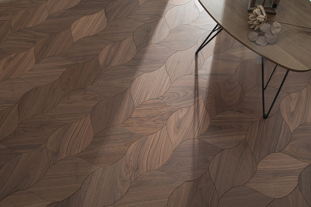 YXPH119  Black Walnut Braided Curved Parquet Flooring | Braid Motif Series