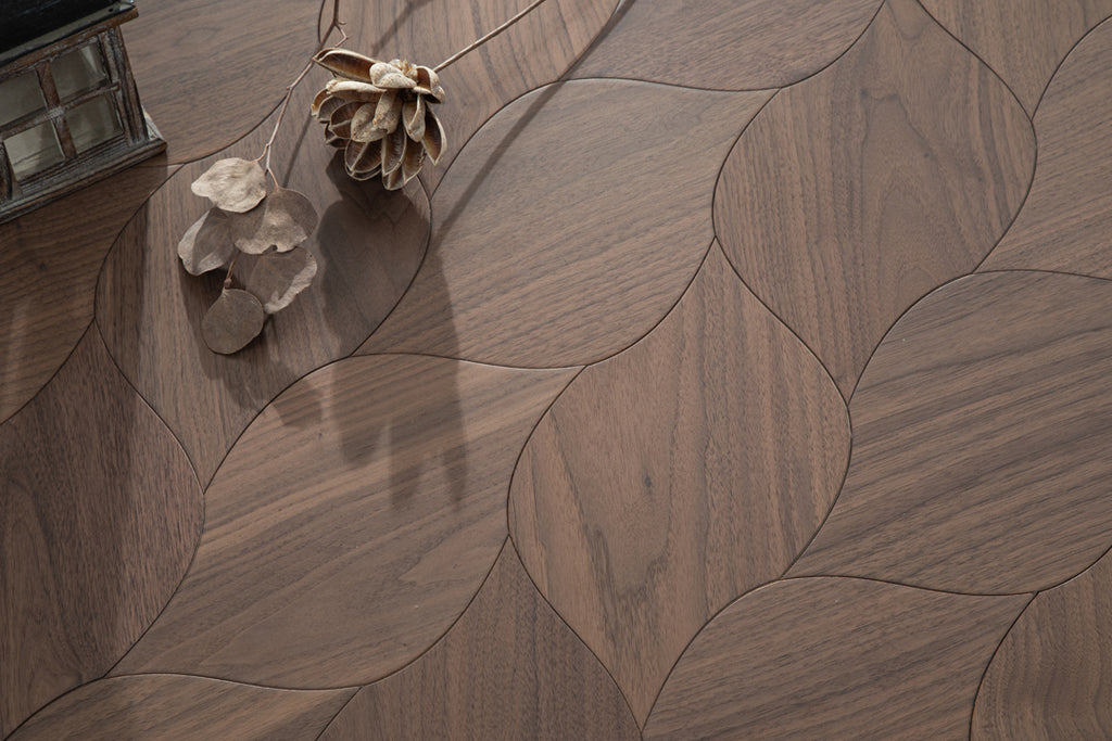 YXPH119  Black Walnut Braided Curved Parquet Flooring | Braid Motif Series