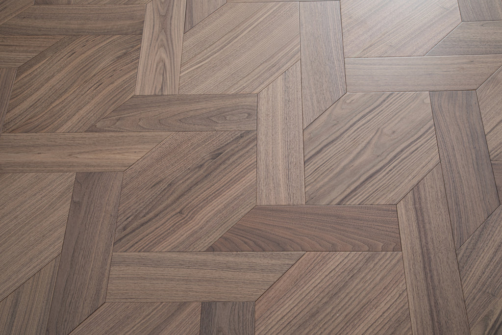 YXPH120 Black Walnut Knot-Weave Pattern Parquet Flooring | Chinese Knot Series